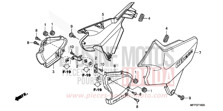 SIDE COVER for CB1300 Super Bold'or ABS GRAPHITE BLACK (NHB01EB) from 2010